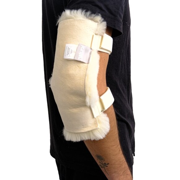 Natural Medical Classic Sheepskin Elbow Protectors | 2-Piece | Cornsilk | 10"x6" - Picture 3 of 4
